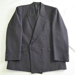Alexandrew 40R Purple Chalk Stripe Trevira Wool Double Breasted‎ Sport Coat